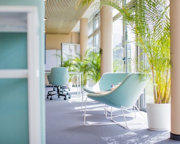Sessel und Pflanzen im HubX